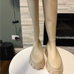 Cream Chunky Boots